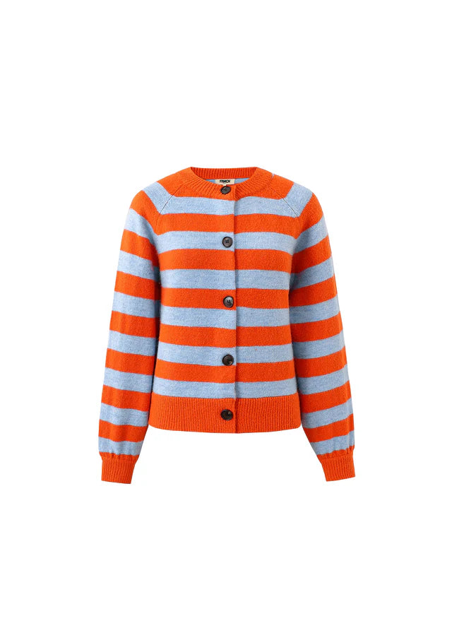 FRNCH Morand Striped Cardigan in Red and Blue
