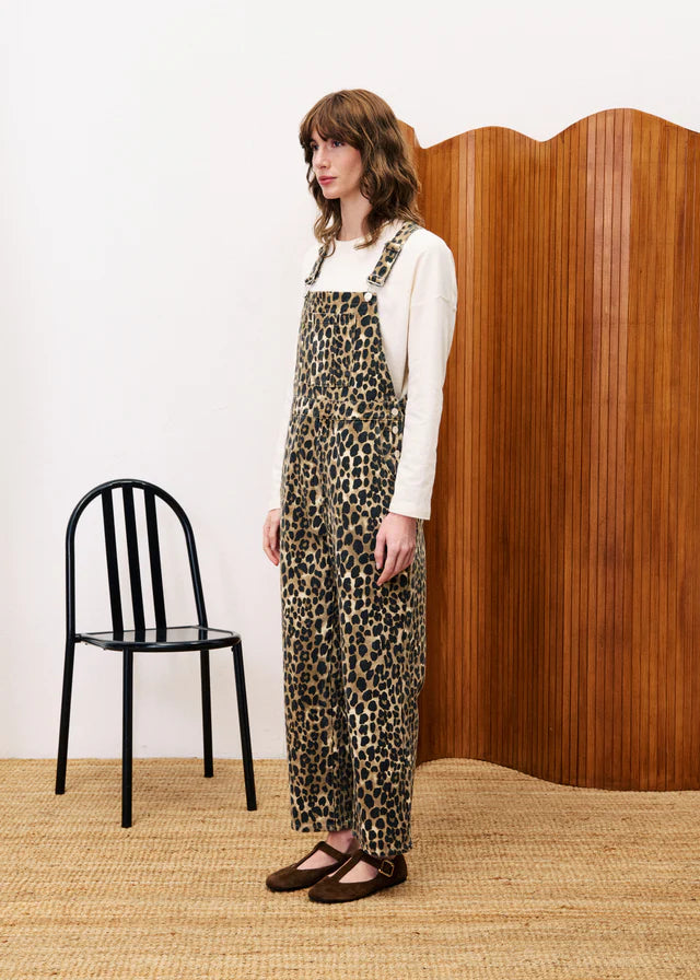Frnch Denim Dungarees in Leopard