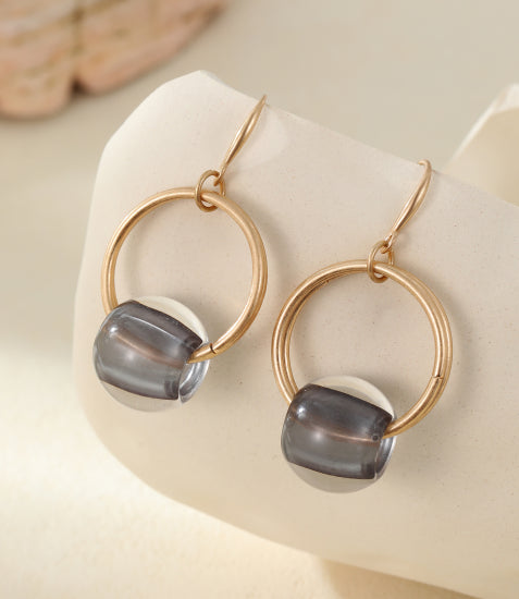 Rolo Resin Statement Earrings in Matt Gold