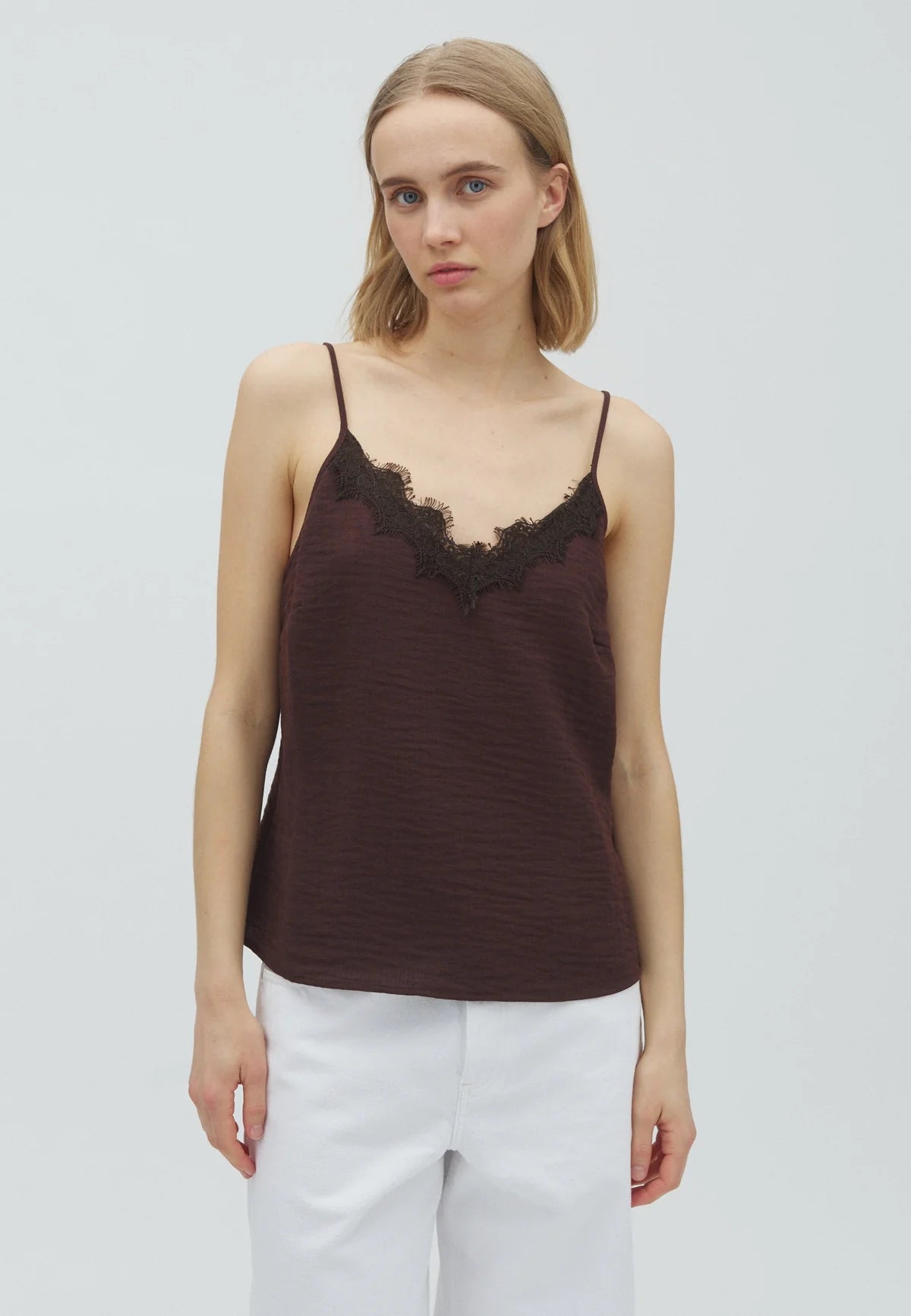 MbyM Strap Lace Top in Top in Chocolate Brown