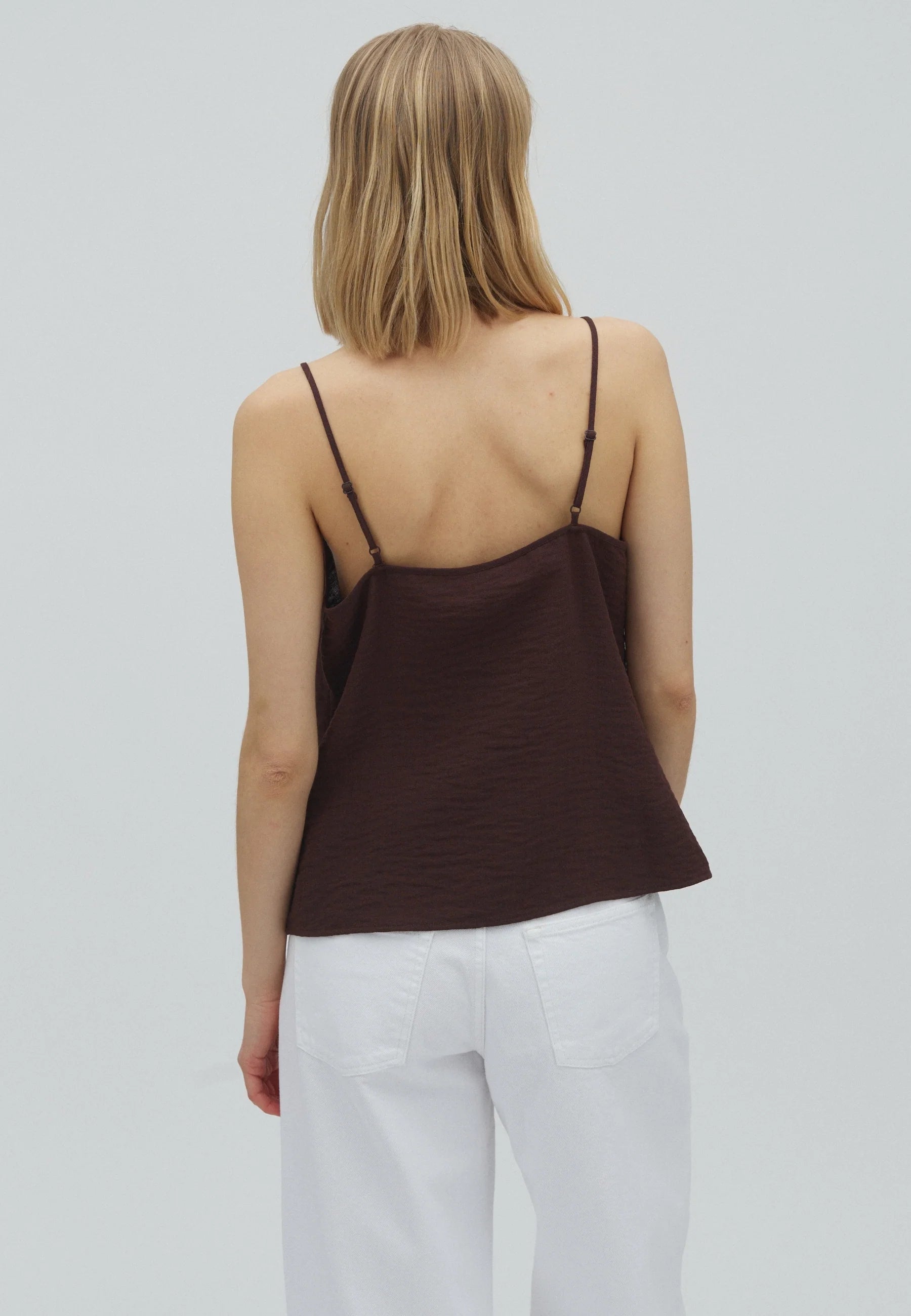 MbyM Strap Lace Top in Top in Chocolate Brown