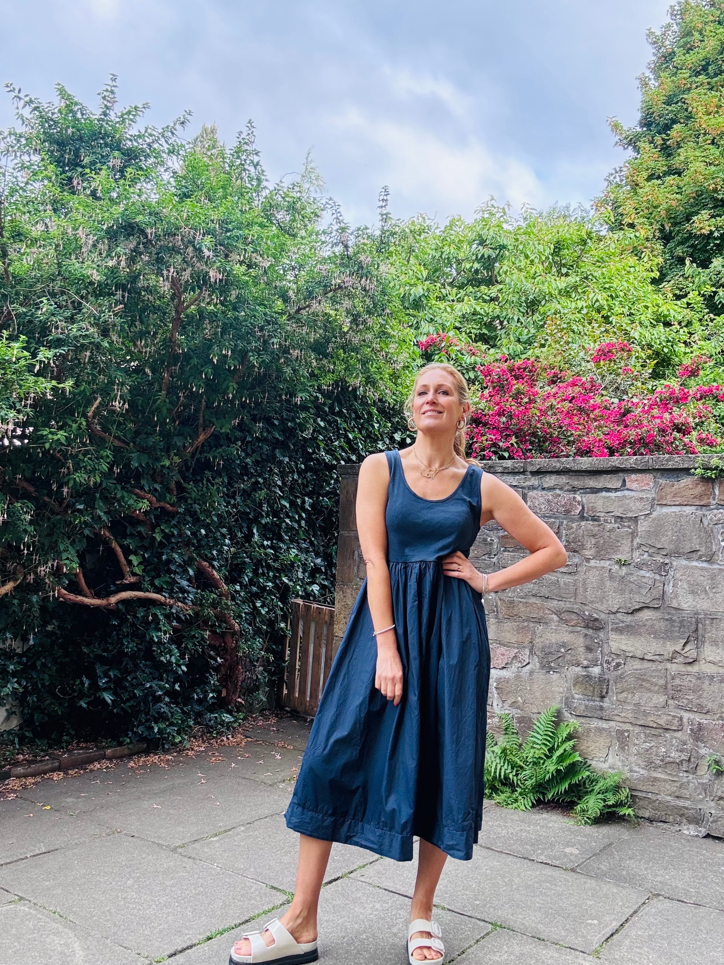 Cotton Navy Dress (one Size)