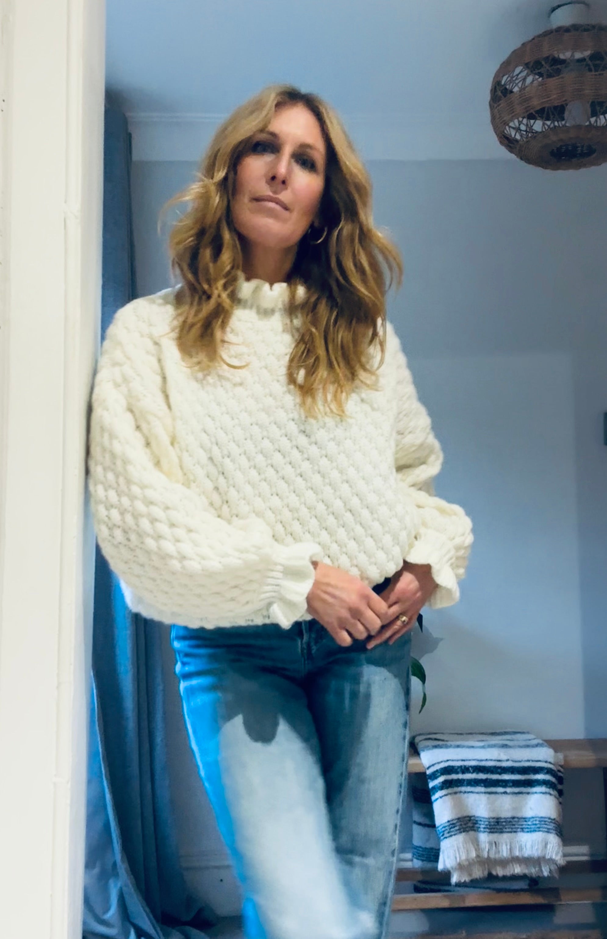 Paris White Ruffle Knit (one size)