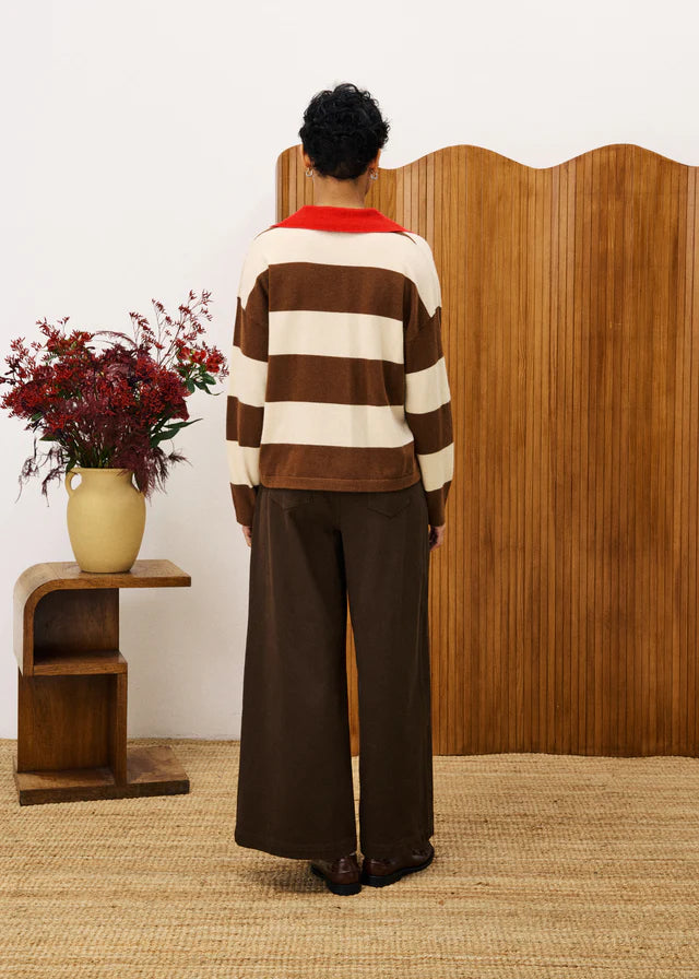 FRNCH Colchique Striped Knit in Marron Glace