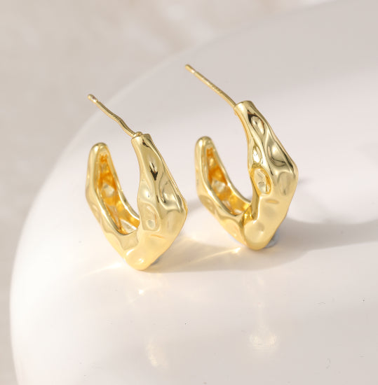 Halo Molten Huggie Hoops in Gold