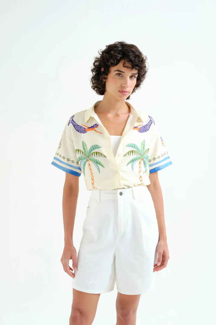Palm & Mermaid Print Shirt