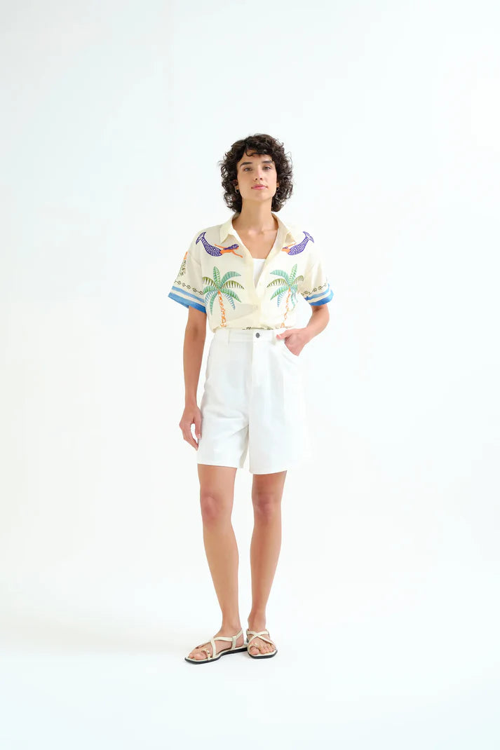 Palm & Mermaid Print Shirt