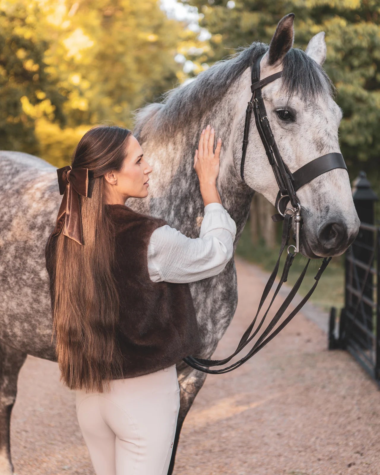 Bury Velvet Large Bow Clip in Bear Brown
