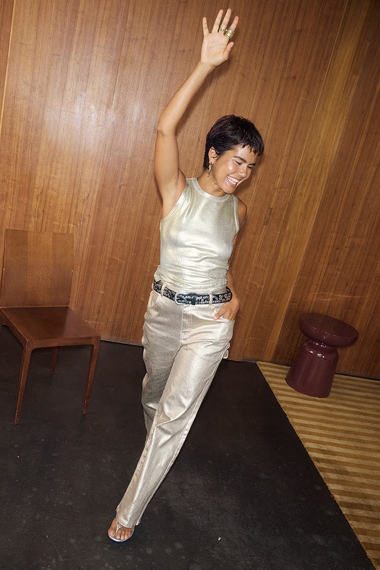 NFD Gold Ribbed Tank Top