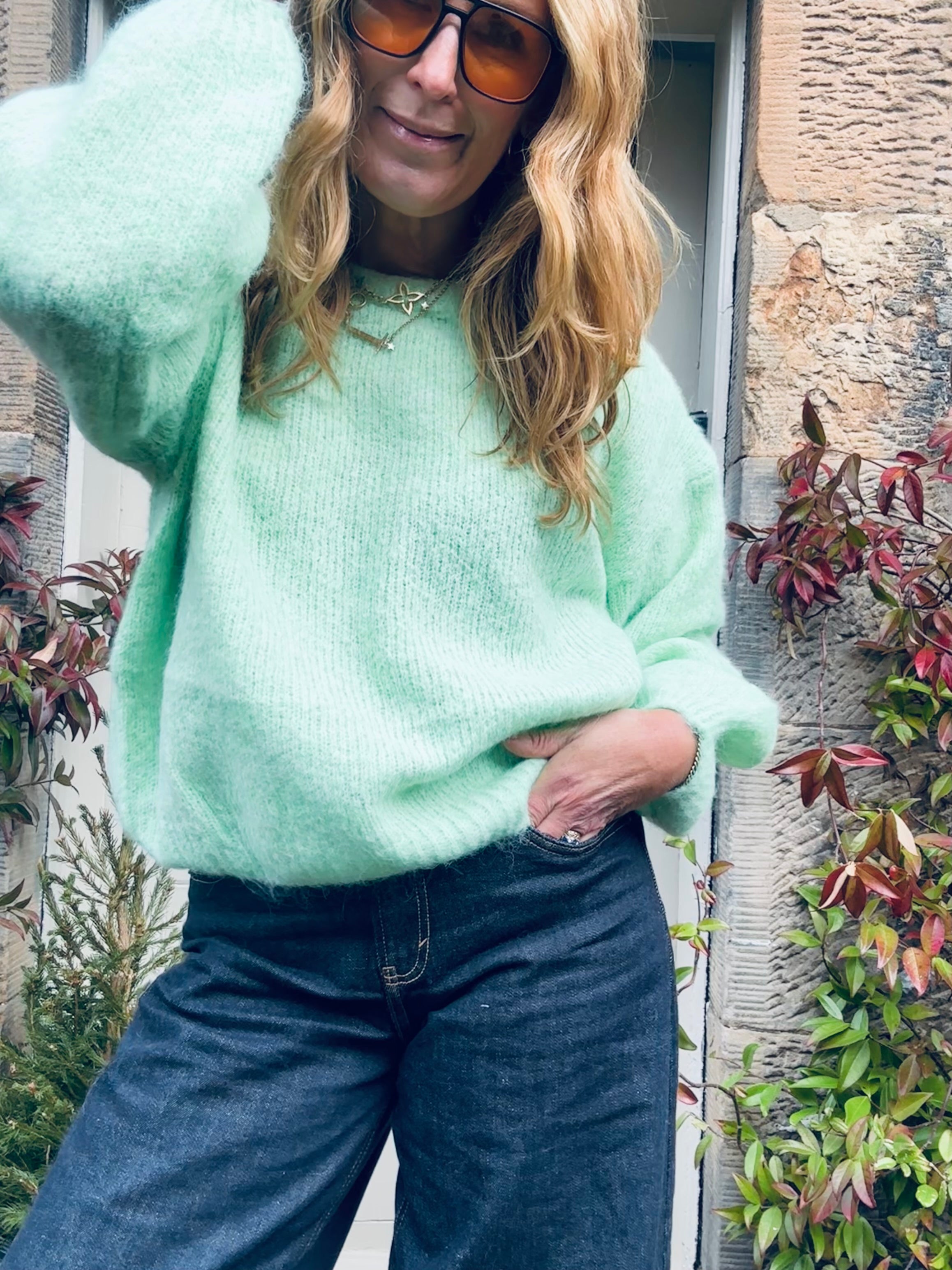 Brie Wide Sleeve Knit in Green