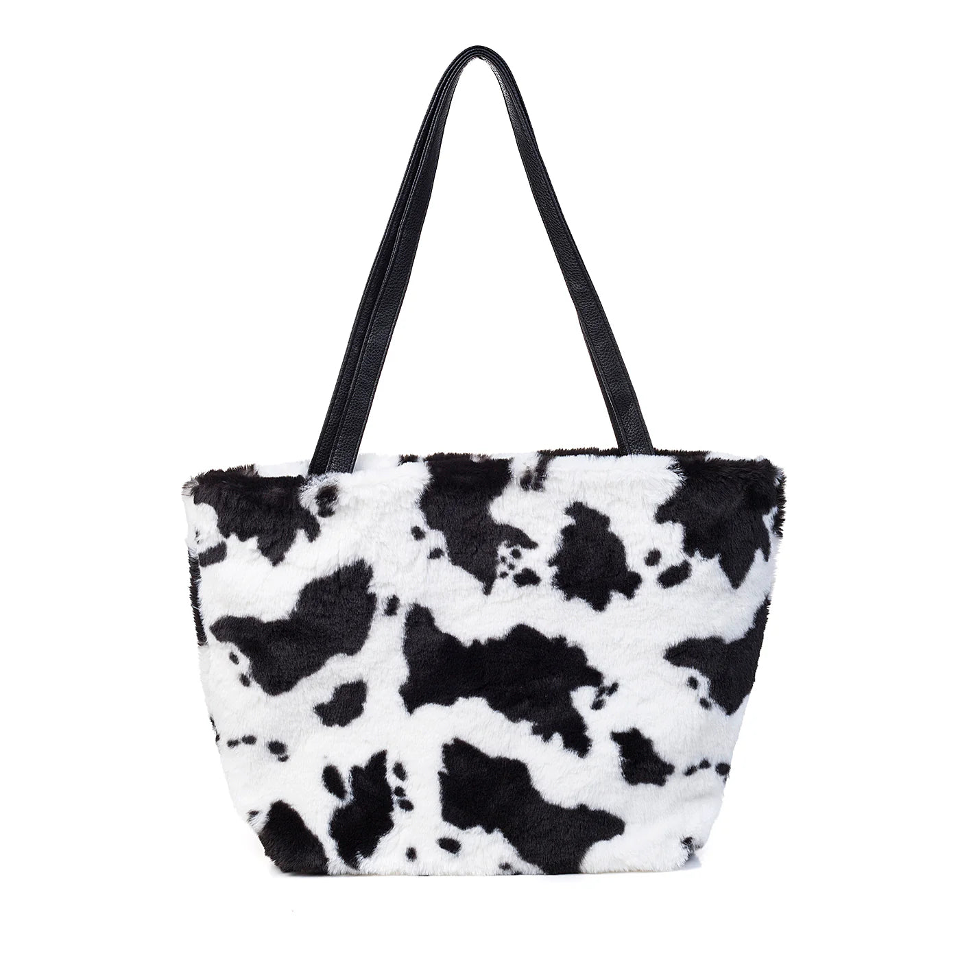 Carro Faux Fur Shoulder Bag in Black & White Print