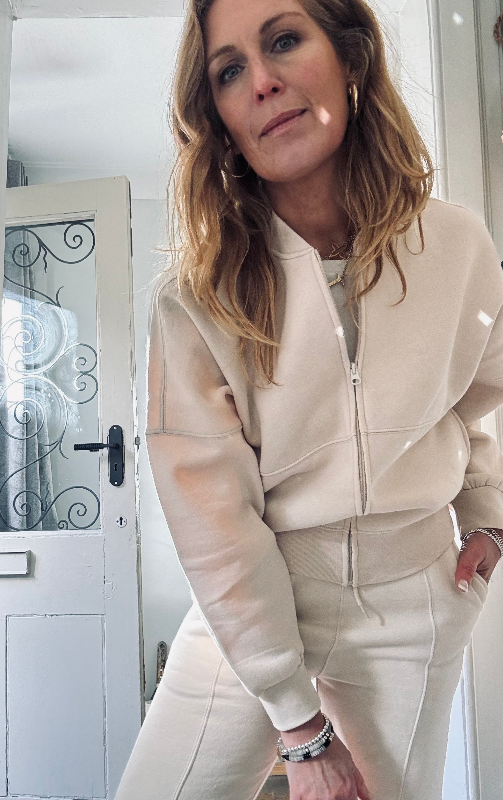 Pippa Cream Zip up Sweatshirt