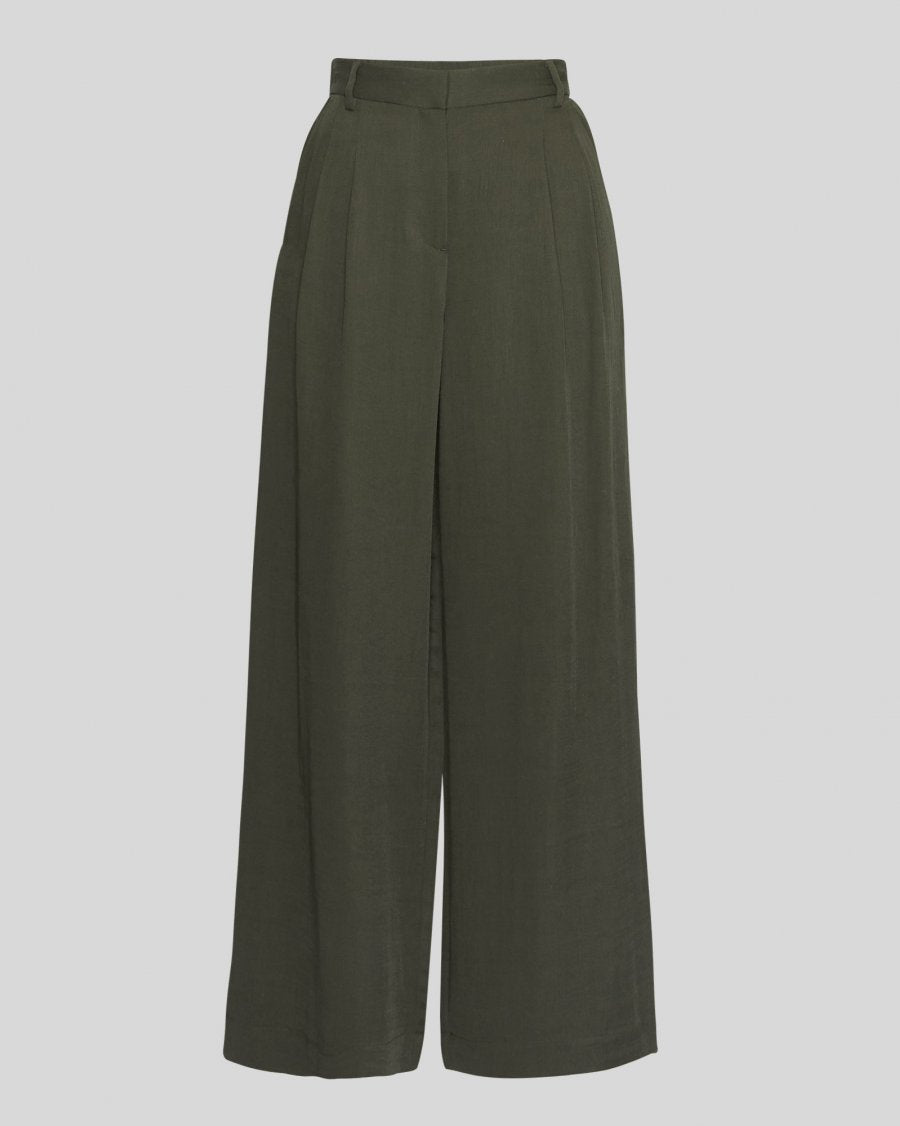 MSCH Genette High Waisted Wide Leg Trouser in Forest Night
