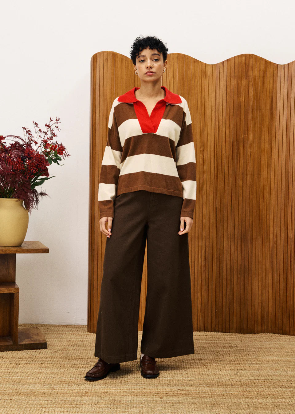 FRNCH Colchique Striped Knit in Marron Glace