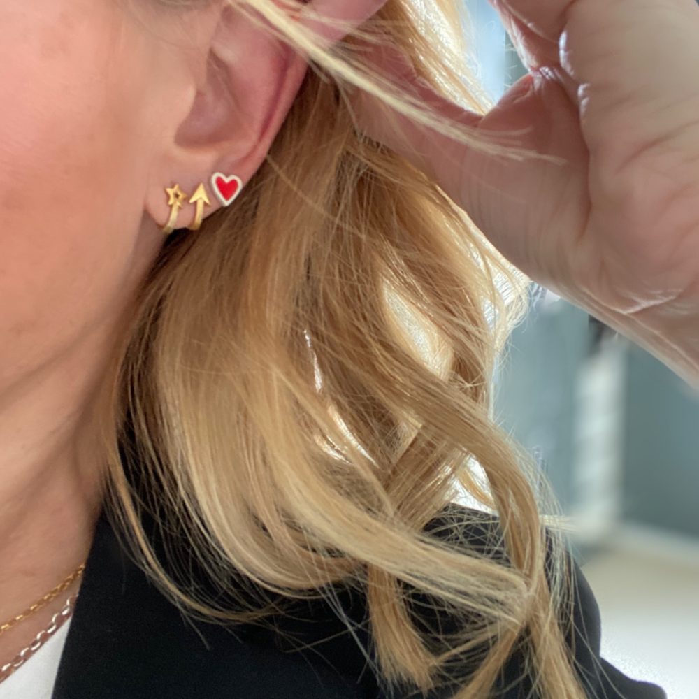 Chambers & Beau Heart Stud Earring in Red