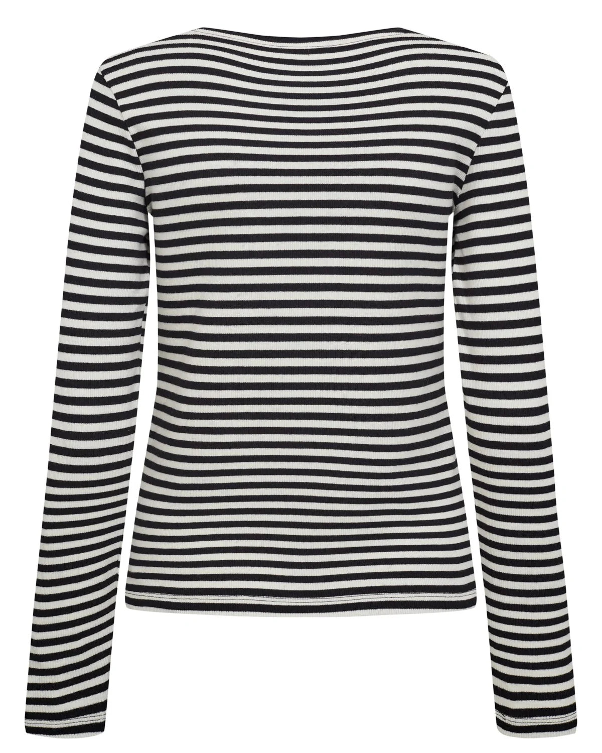 Numph Numelany Long Sleeved Striped Top in Caviar Black