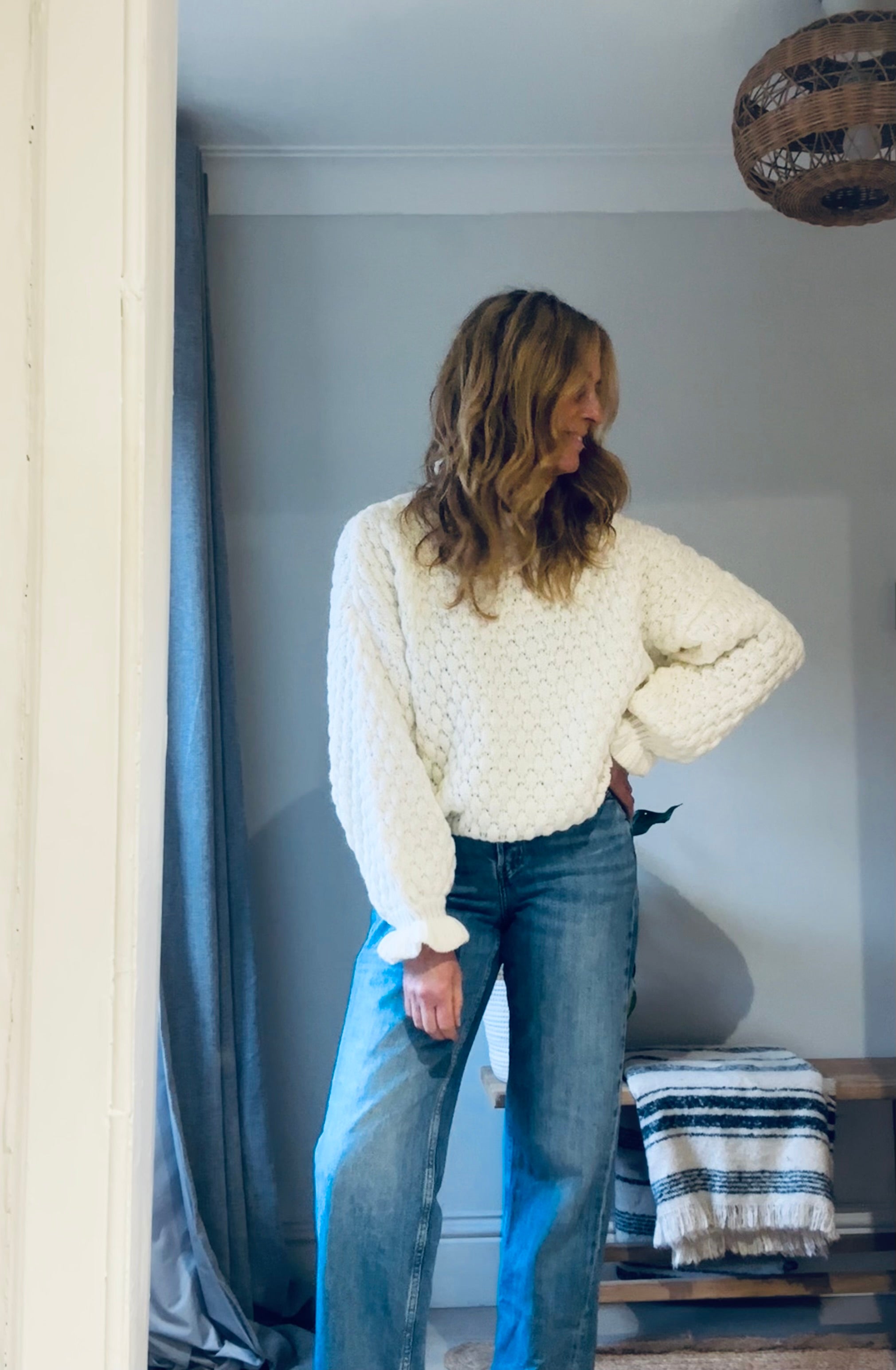 Paris White Ruffle Knit (one size)