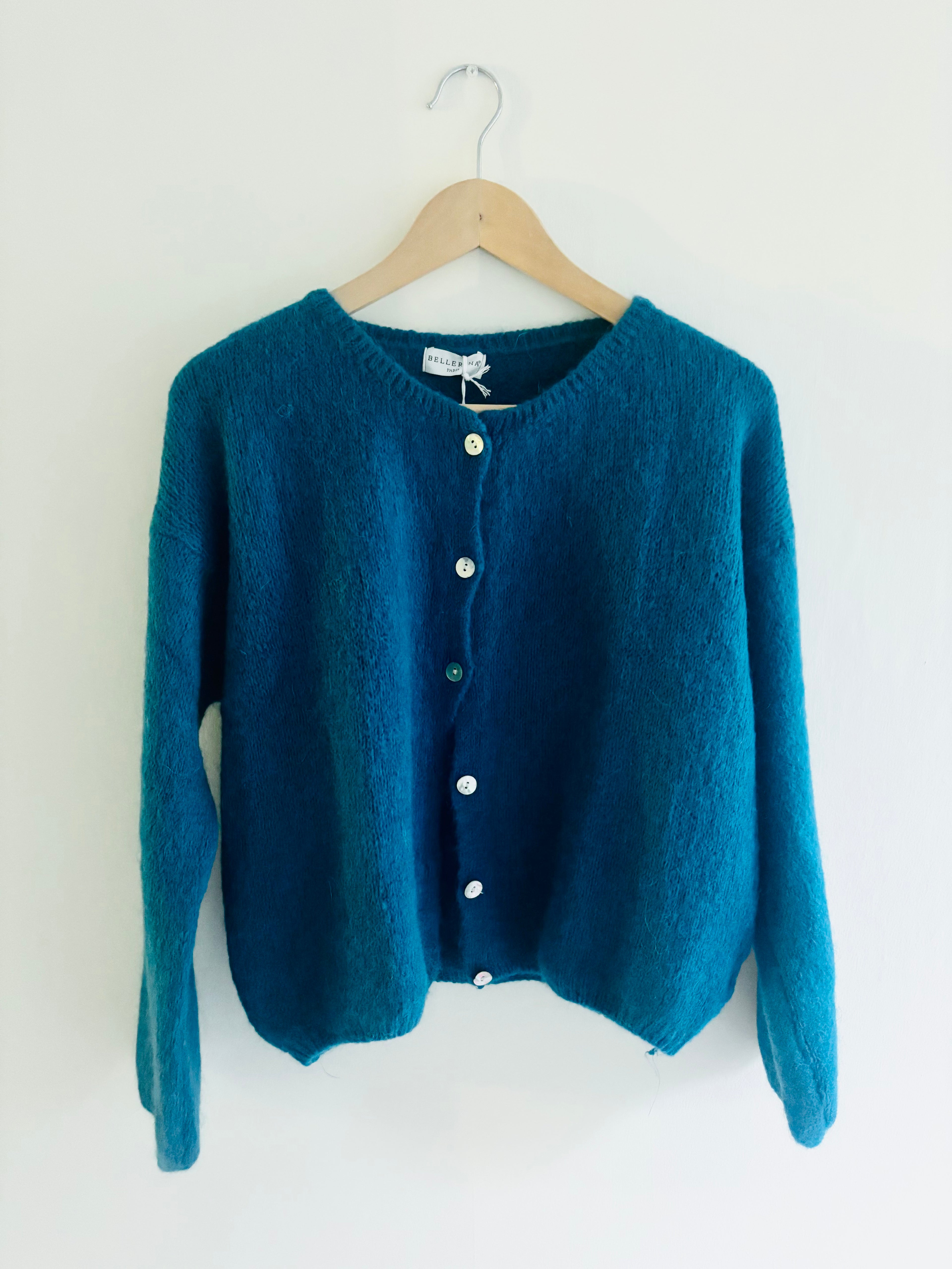 Tilly Mohair Cardigan in Deep Teal (Long Sleeved) (ONE SIZE)