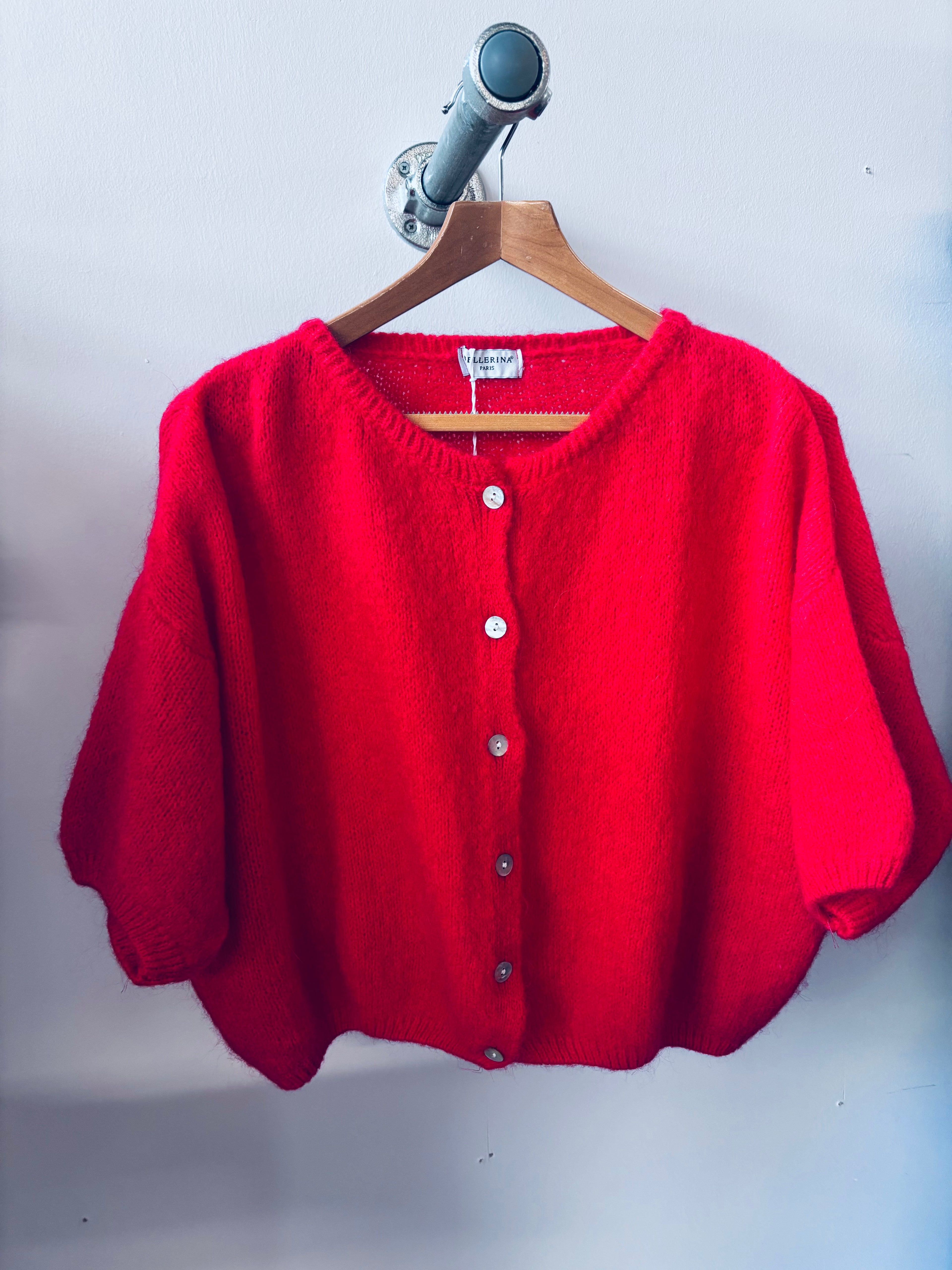Tilly Mohair Cardigan in Red (ONE SIZE)