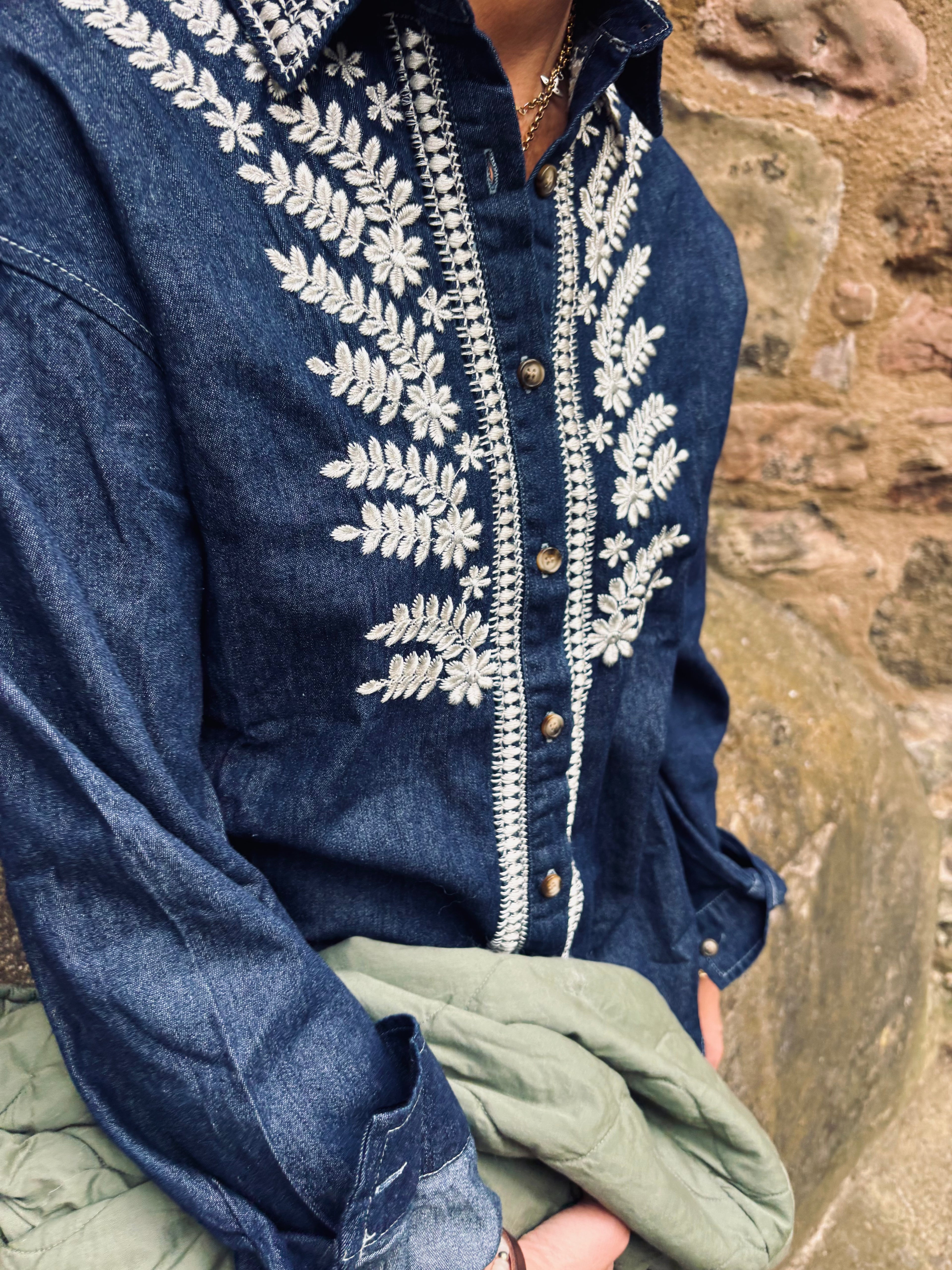 Darcey Denim Shirt with Embroidered Detail