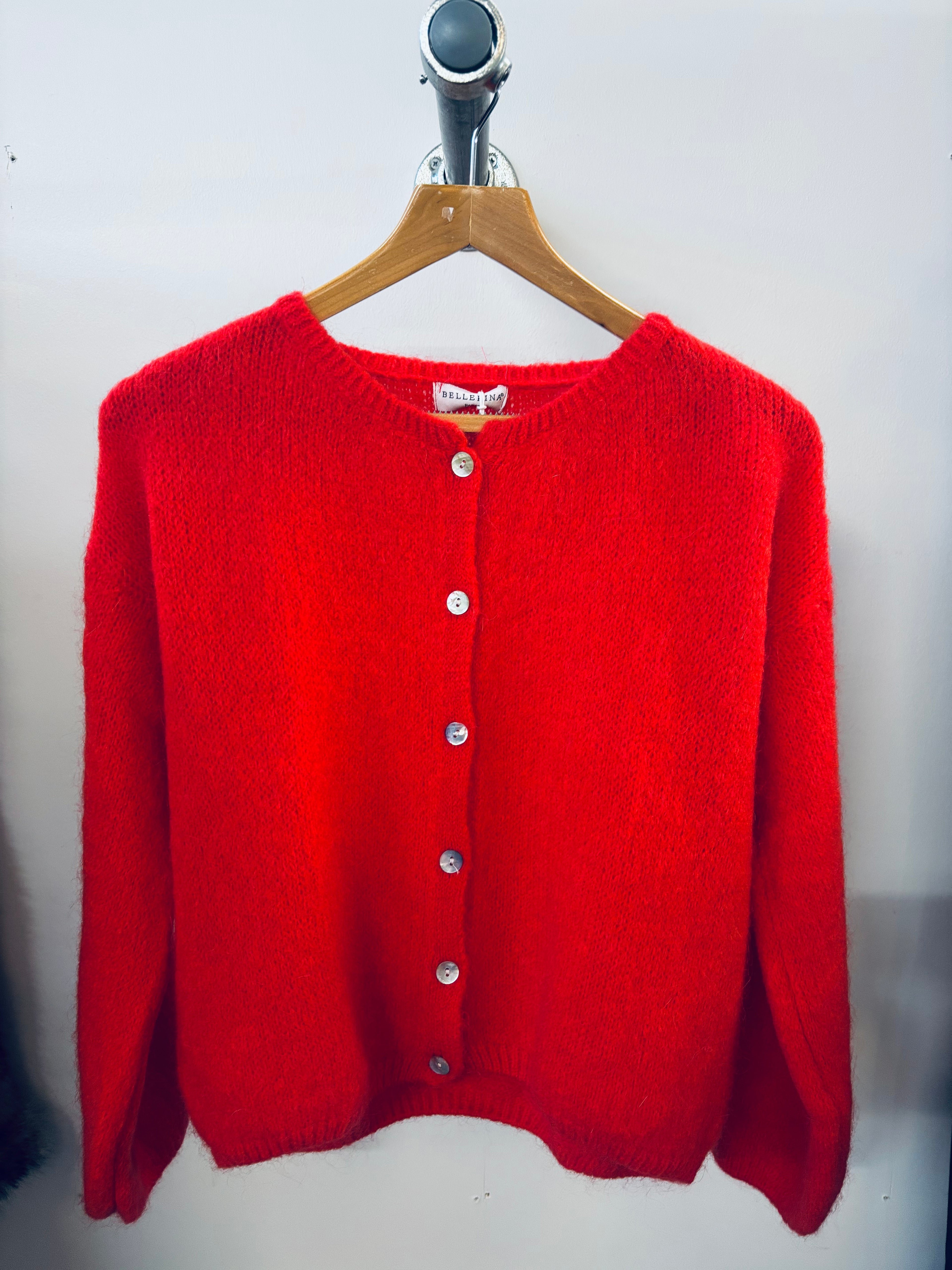 Tilly Mohair Cardigan in Red (Long Sleeved - ONE SIZE)