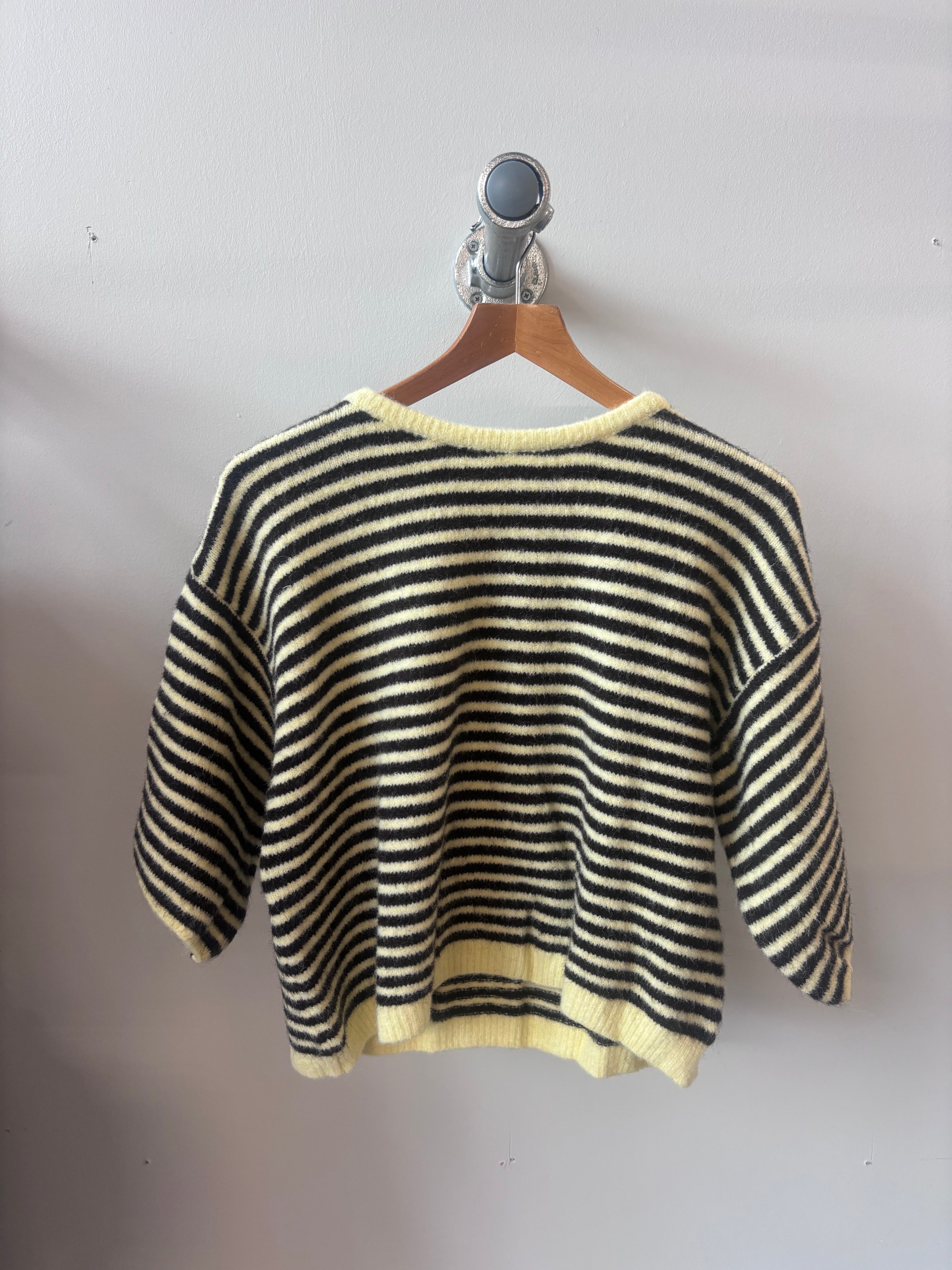 Alpaca Mix Stripey Knit Jumper (one size) Chocolate & Yellow (Copy)