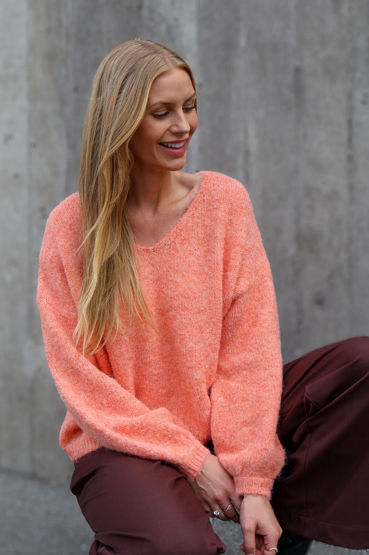 A-View Inge V-neck Knit - Orange