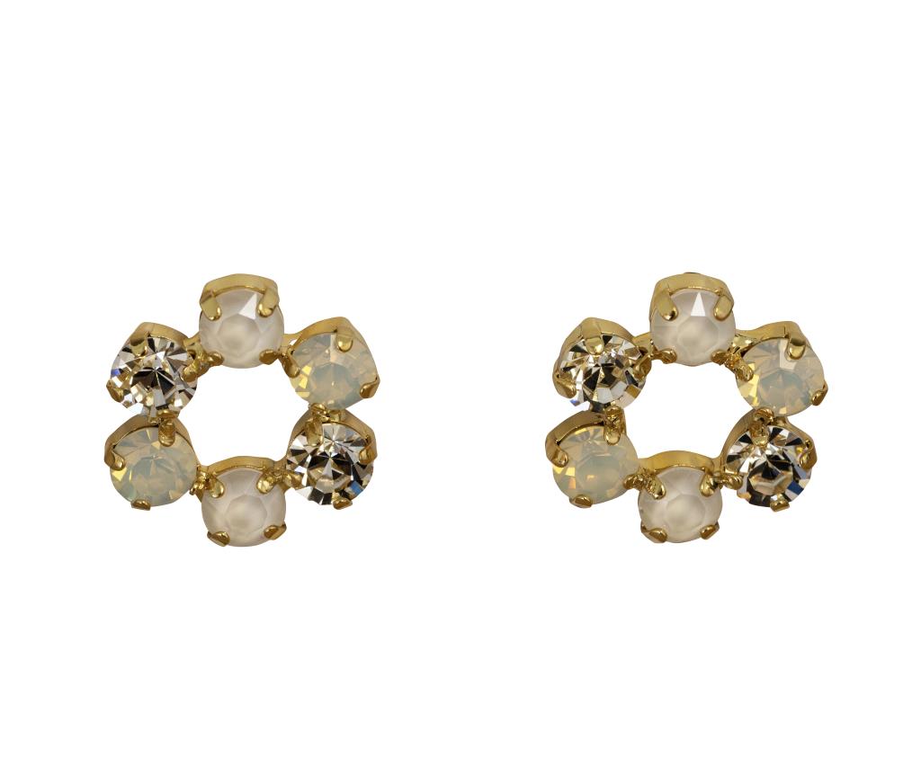 Tilda Gem Flower Hoop in White & Gold