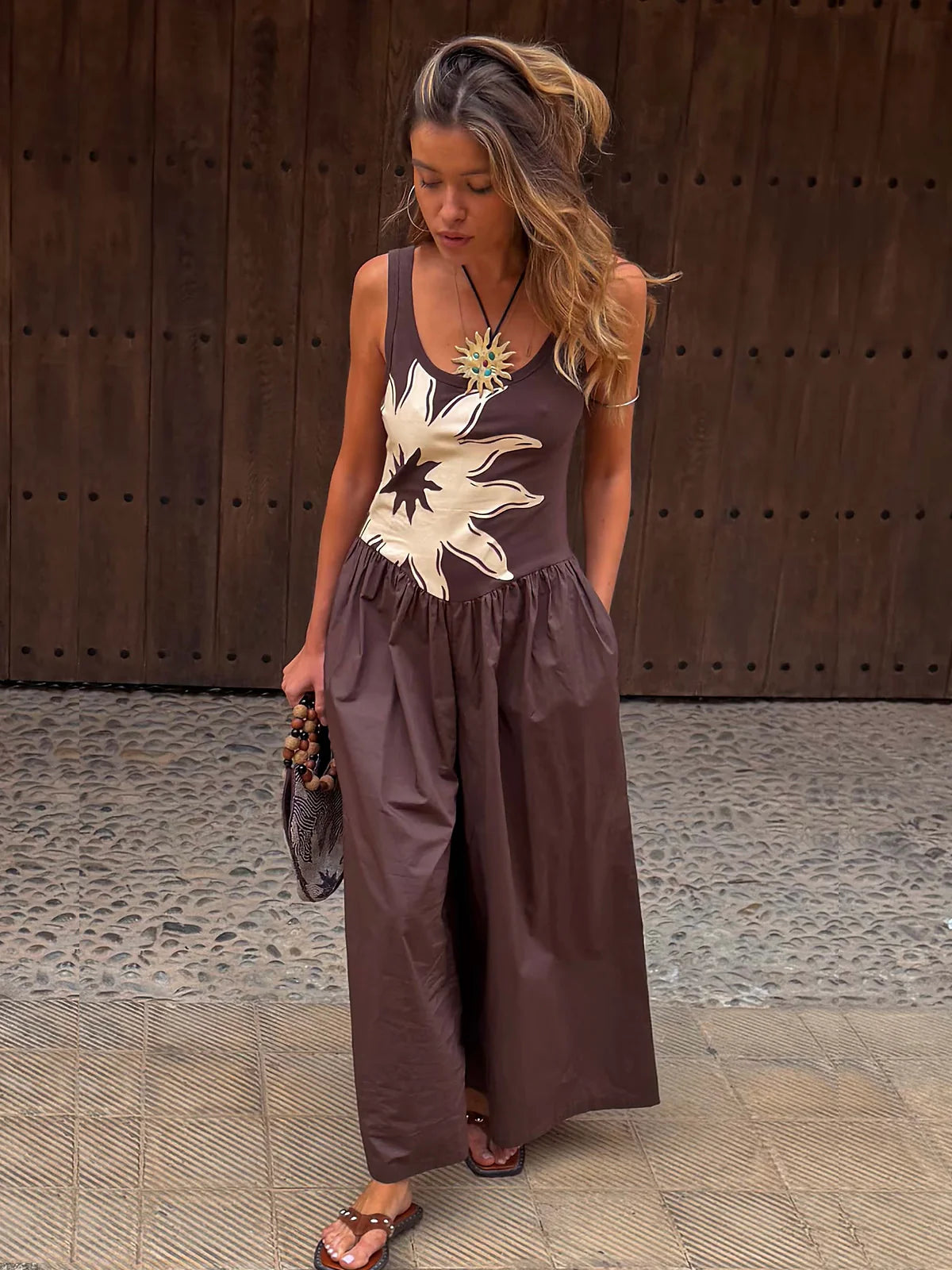Never Fully Dressed Chocolate Sun Poplin Jumpsuit