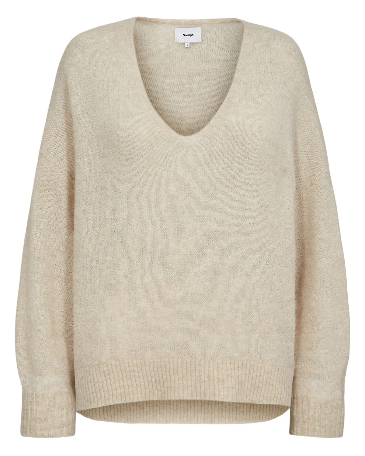 Numph Nuriette V-Neck Knit in Gray Morn
