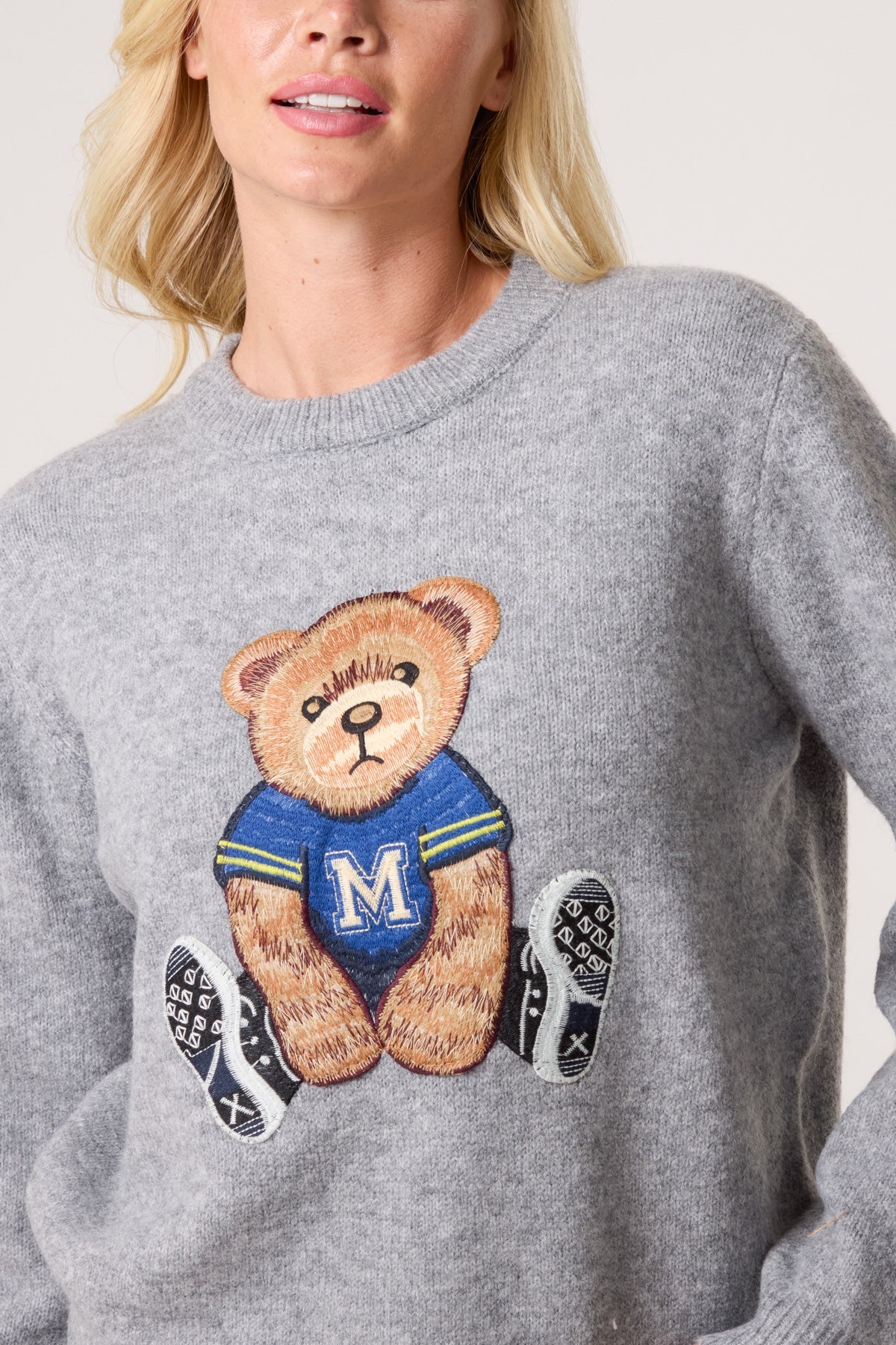 Embroidered Sports Bear Knit Jumper