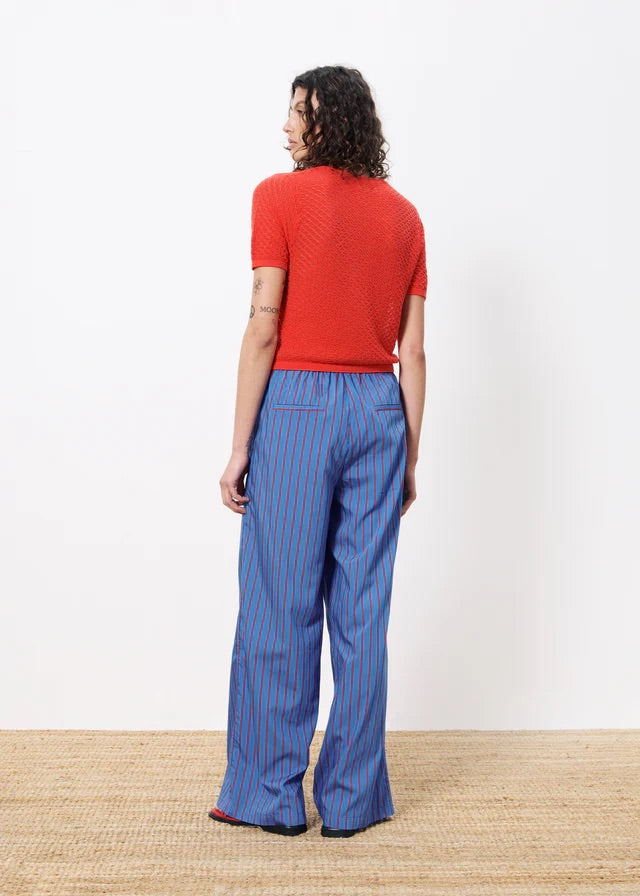 Frnch Edeline Striped Trouser in Electric Blue