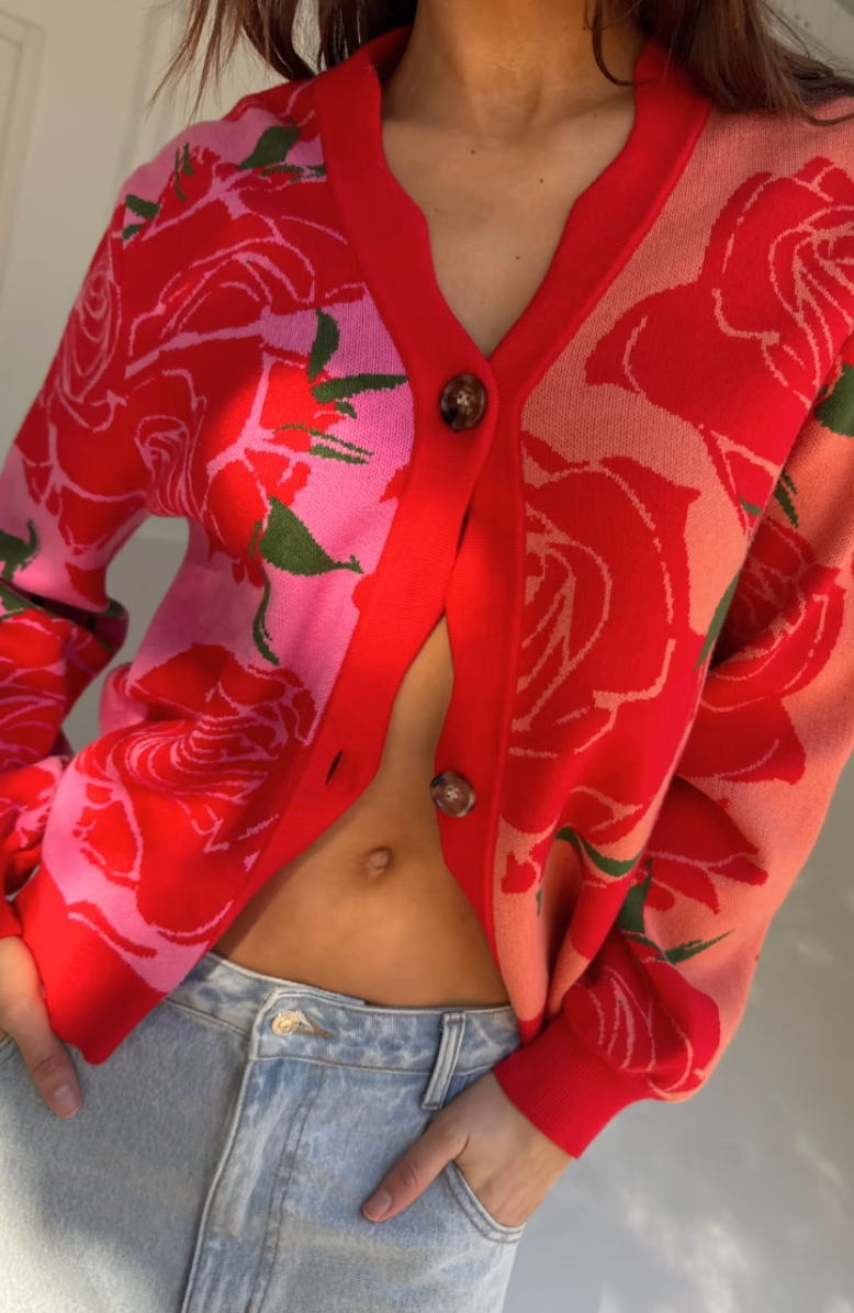NFD Rosa Cardigan in Rose & Red