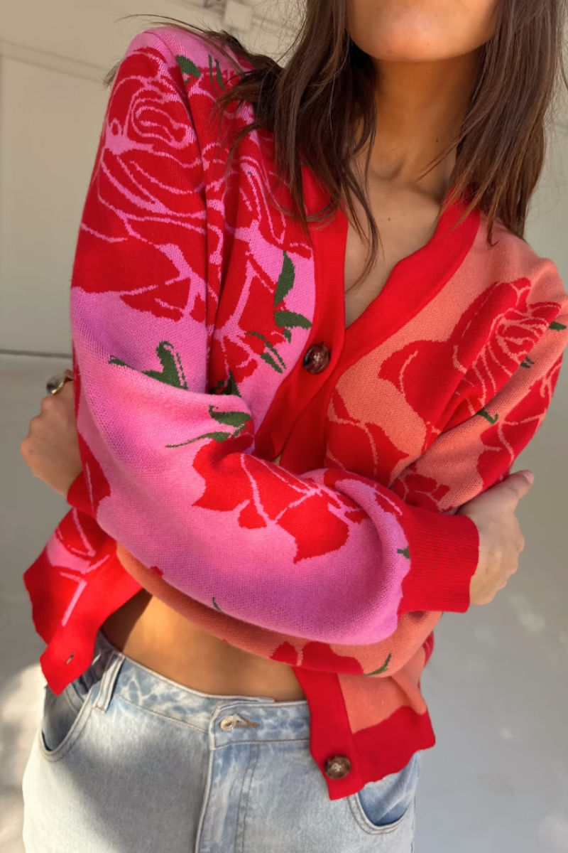 NFD Rosa Cardigan in Rose & Red