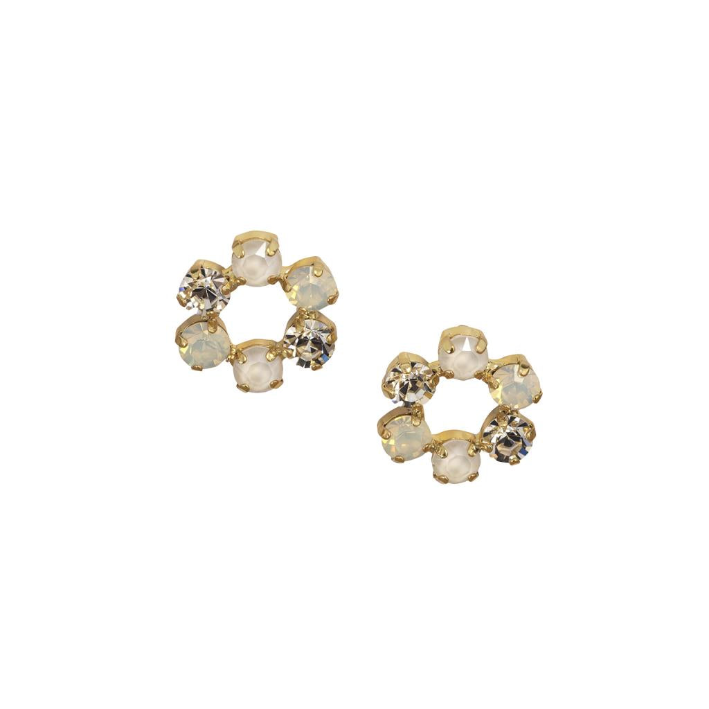 Tilda Gem Flower Hoop in White & Gold