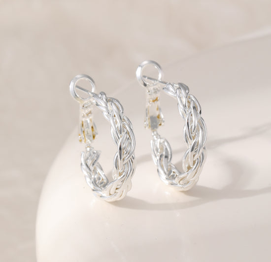 Silver Cluster Hoops