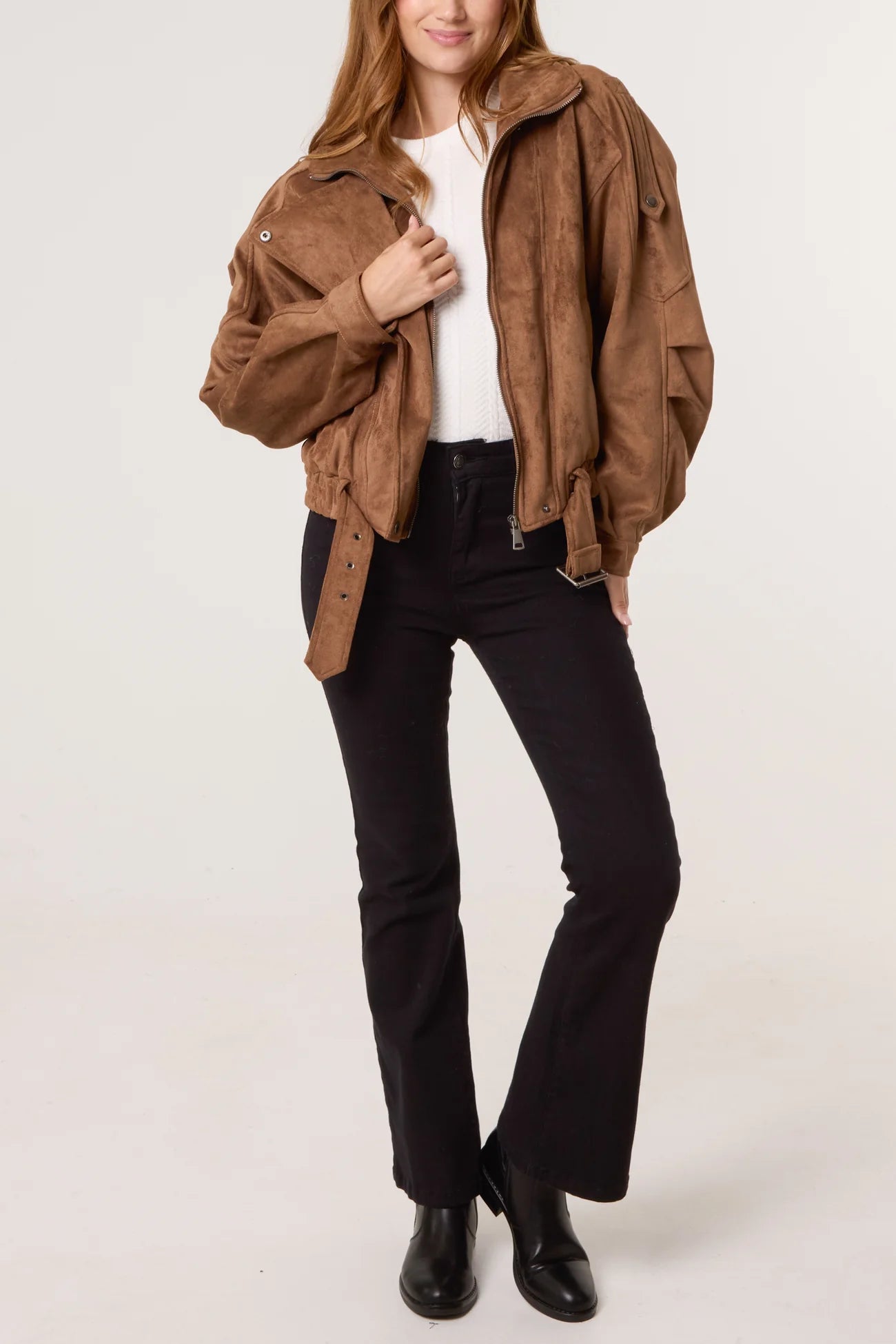 Faux Suede Biker Jacket