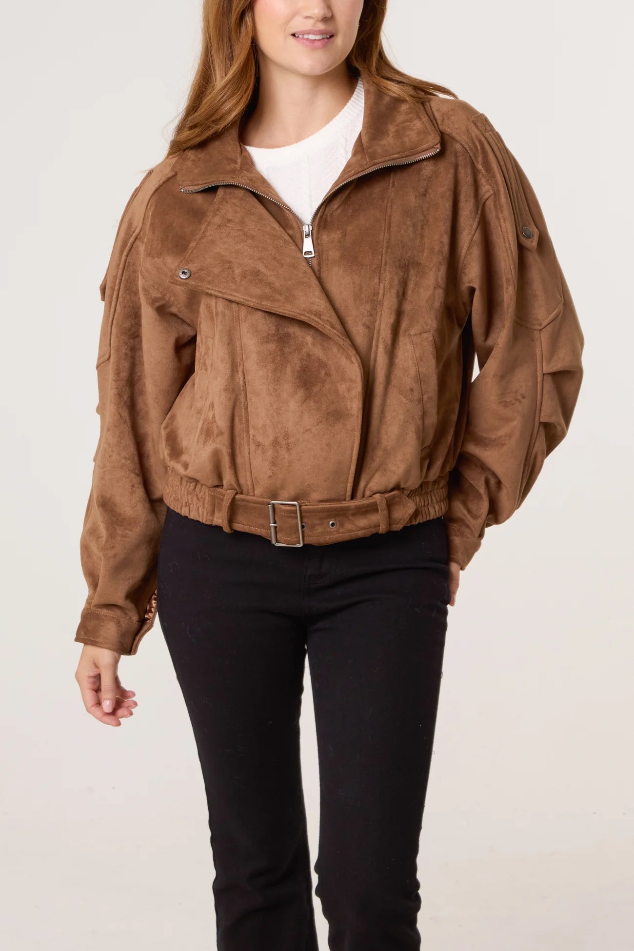 Faux Suede Biker Jacket
