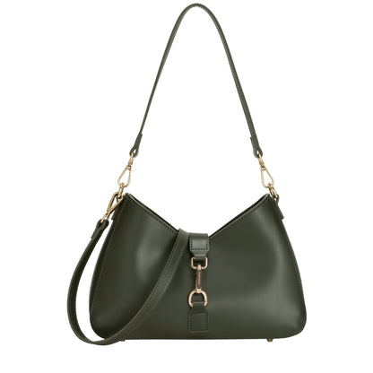 Shoulder Bag With Fastening Detail In Dark Green