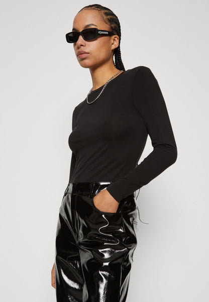 MSCH Betrina Round Neck Long Sleeved Top in Black