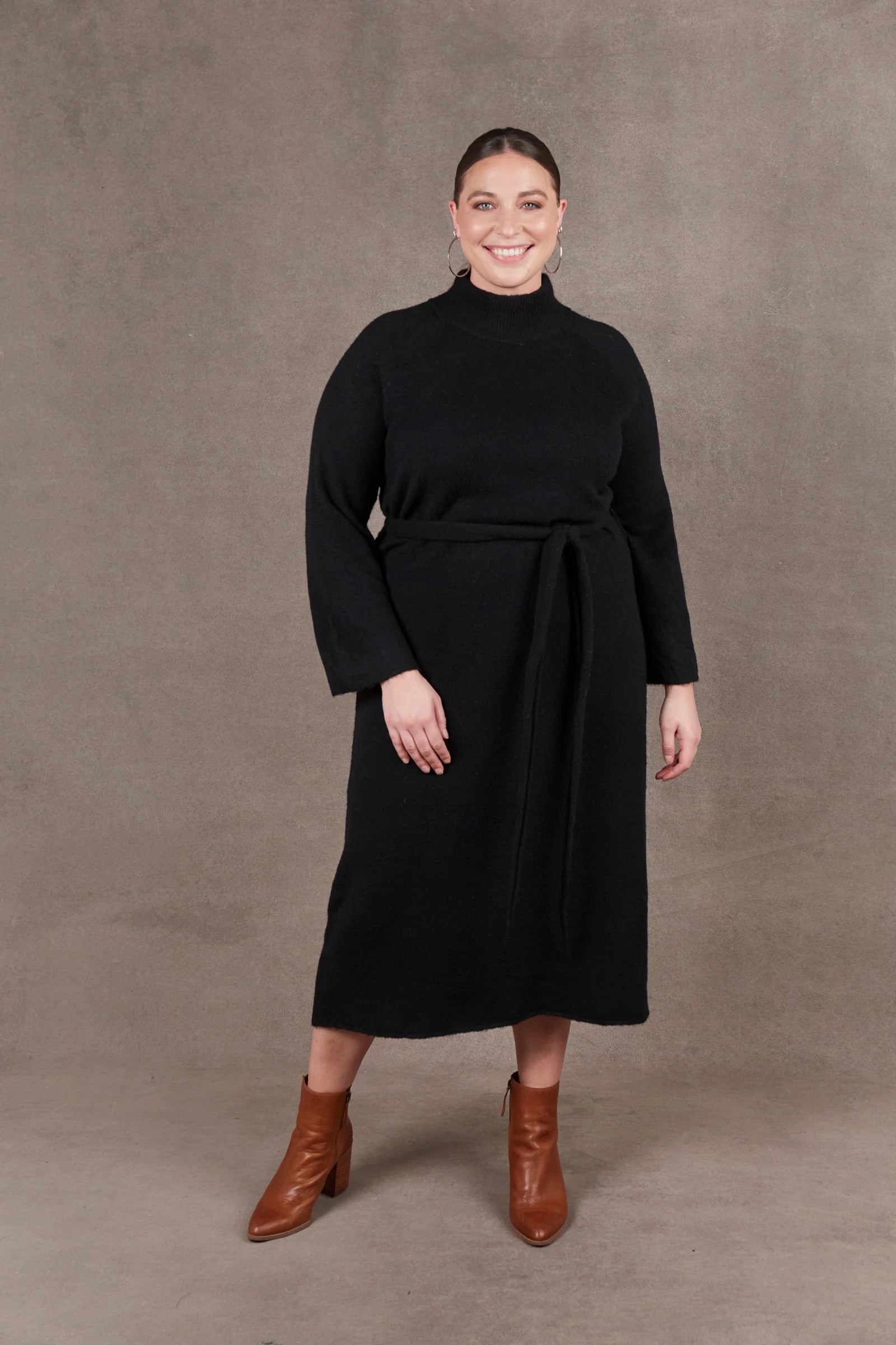 Eb &amp; Ive Paarl Tie Knit Dress in Ebony (ONE SIZE)