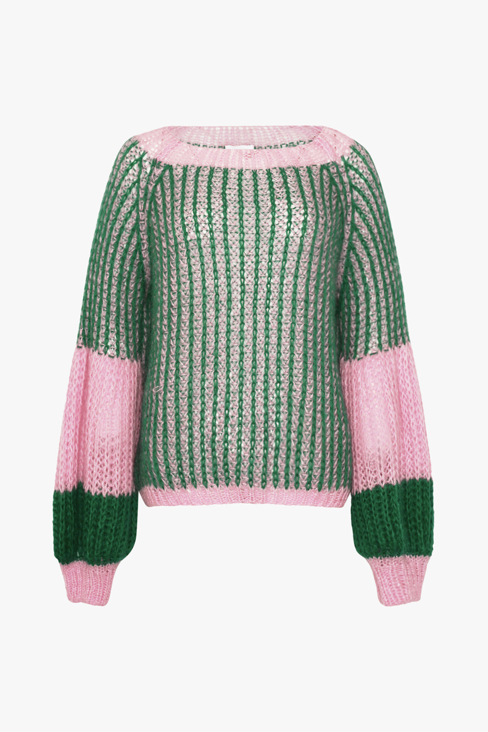 Liana Pullover in Green and Bubblegum