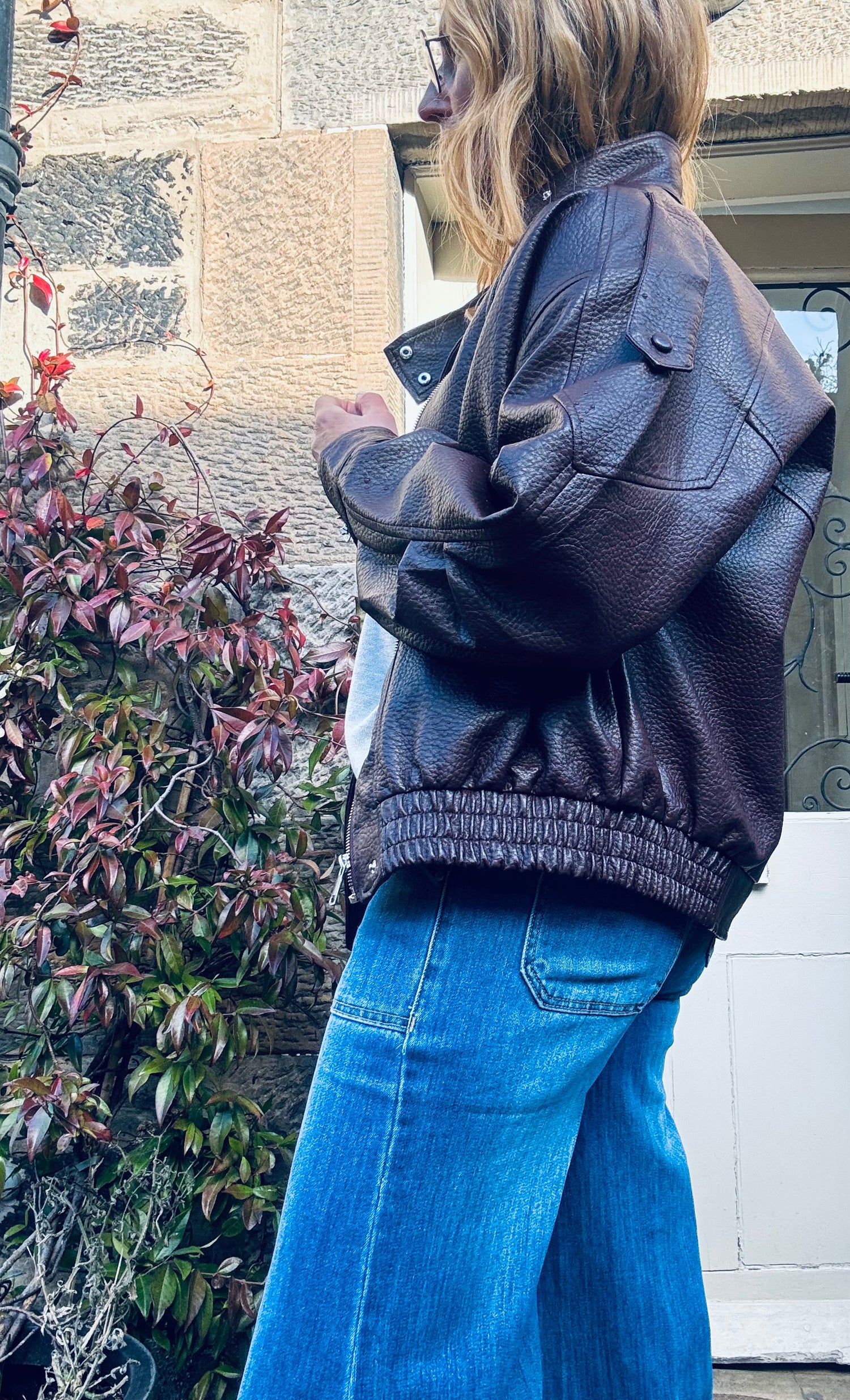 Burgundy Faux Leather Jacket