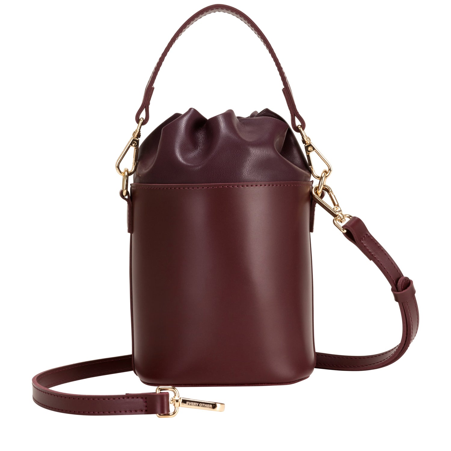 Small Cylinder Drawstring Bag In Burgundy