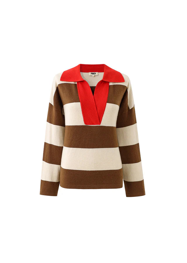 FRNCH Colchique Striped Knit in Marron Glace