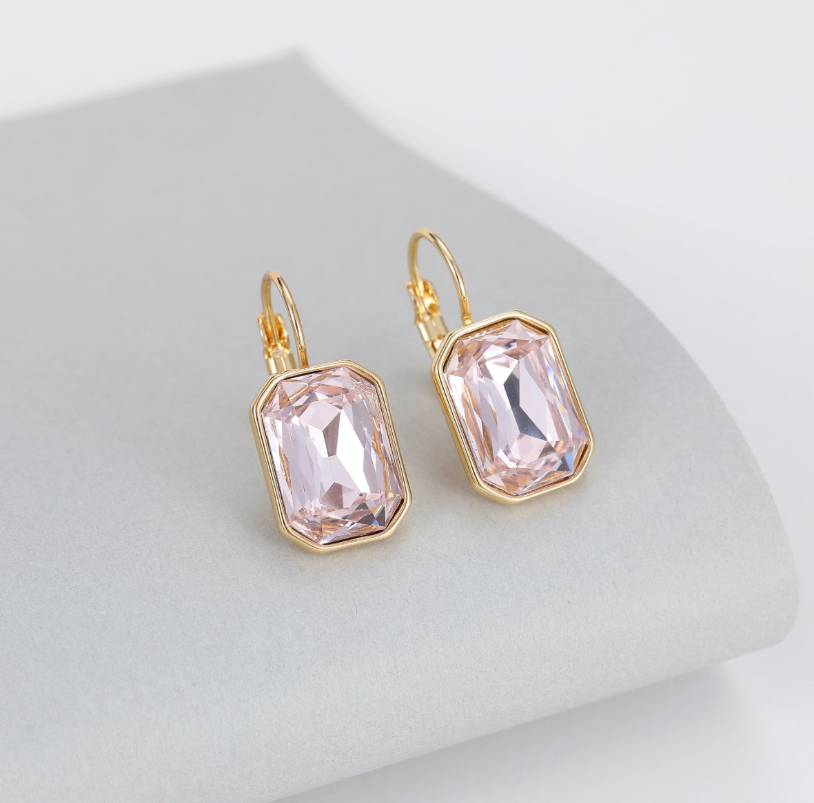 Sammy Gold Earrings with Pink Stone
