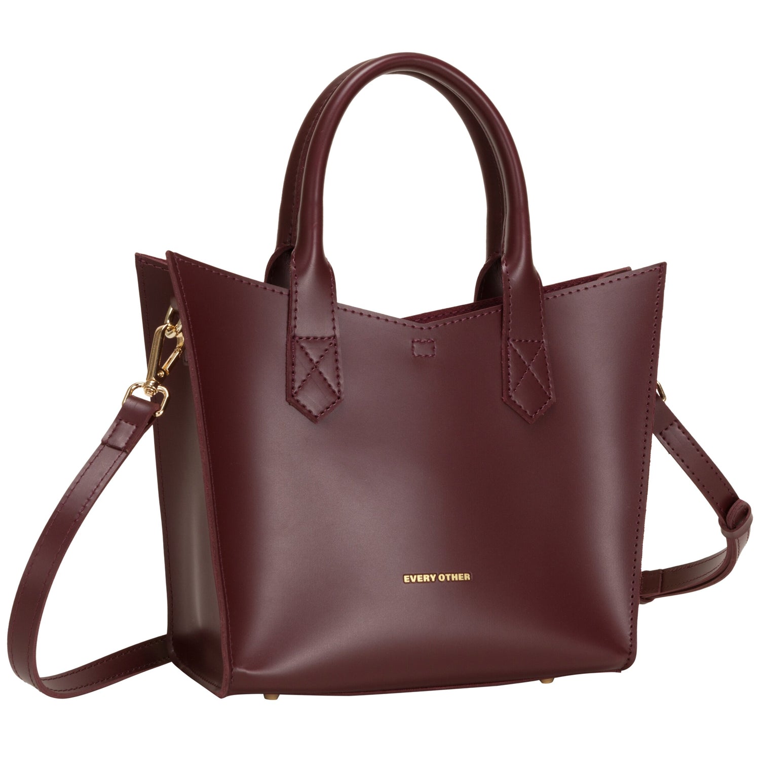 Twin Strap Medium Grab Bag In Burgundy