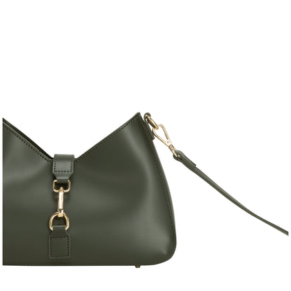 Shoulder Bag With Fastening Detail In Dark Green