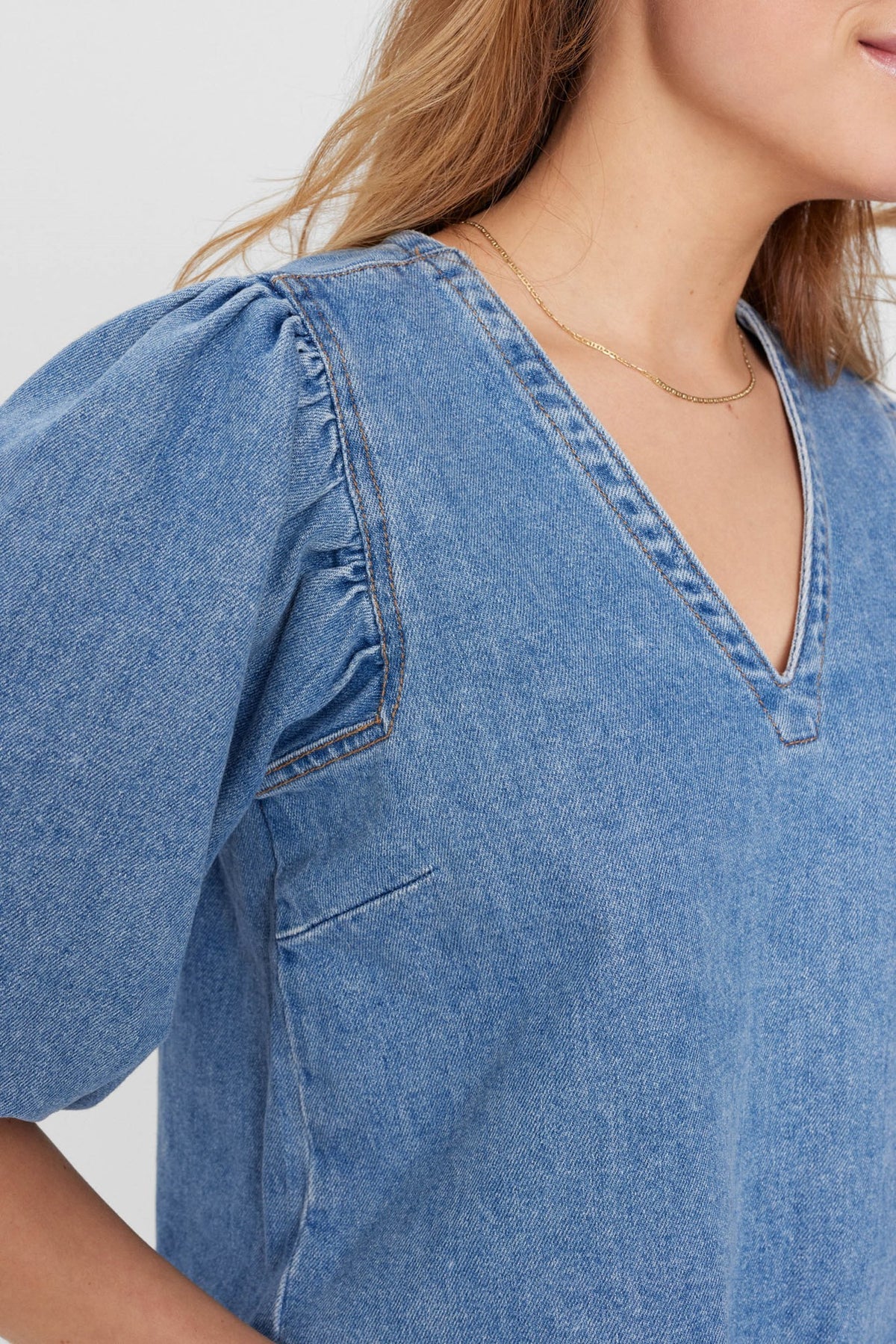 Nümph Nutoronto Blouse Top Medium Blue Denim