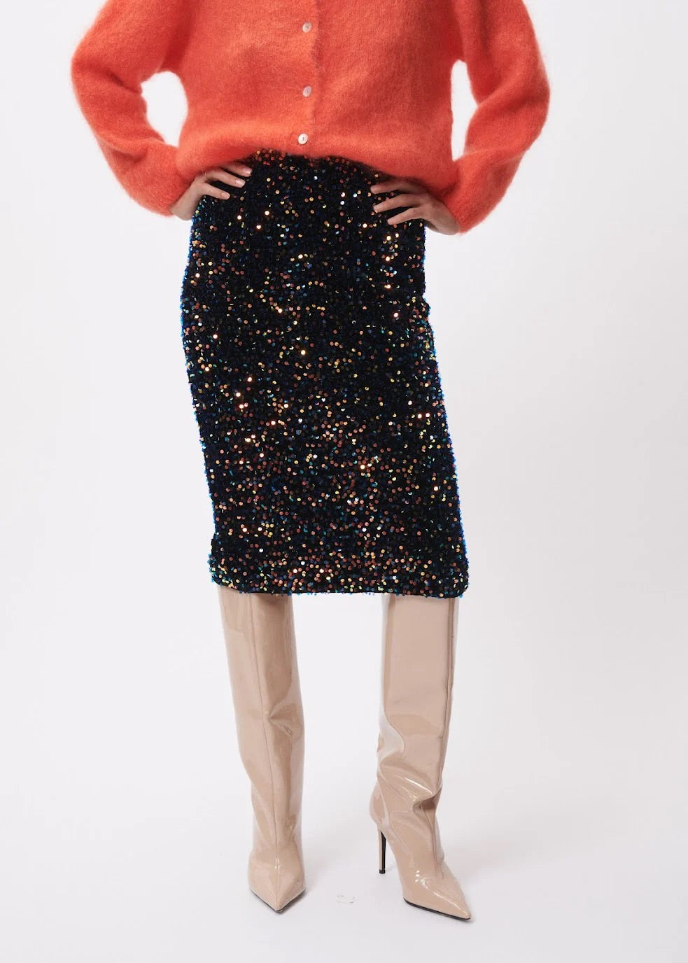 FRNCH Anica Sequin Skirt In Multi